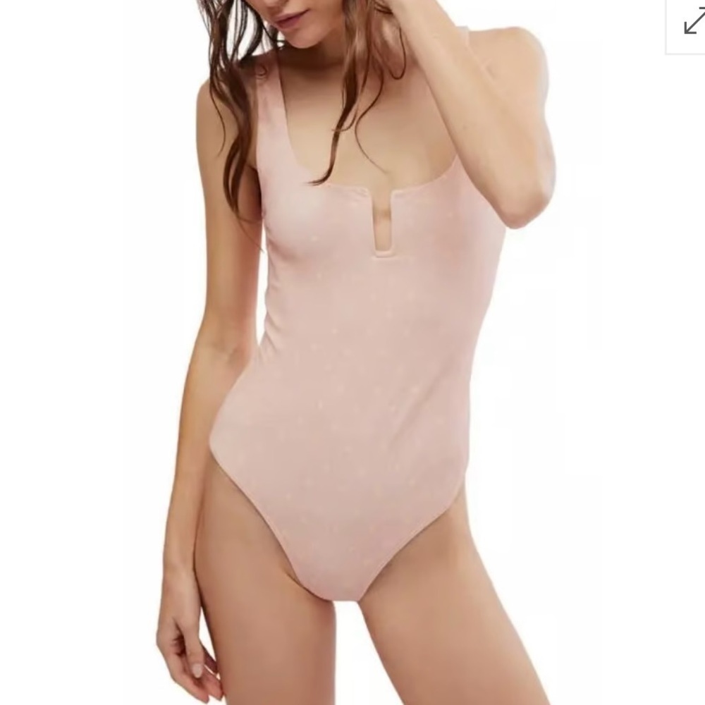 NWT Free People Intimately Free Romance in  Rome Notched wire Polka Dot Bodysuit